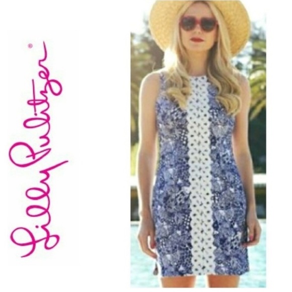 Lilly Pulitzer Dresses & Skirts - Lily Pulitzer Navy and White Upstream Fish Shift Dress. Size 8